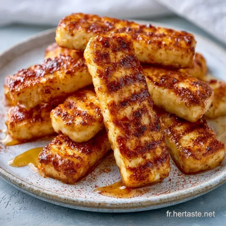 B&acirc;tonnets de fromage grill&eacute;s, joliment align&eacute;s sur une assiette sombre, d&eacute;cor&eacute;s de brins de ciboulette verte et fra&icirc;che.