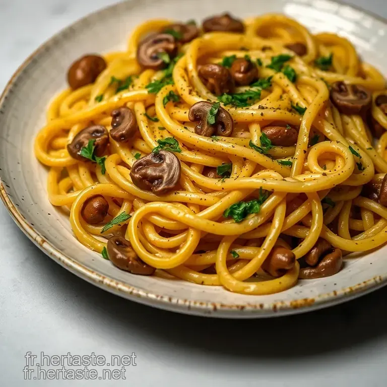Fusili &Agrave; La Sauce Cr&eacute;meuse Aux Champignons Et Aux &Eacute;pinards presentation