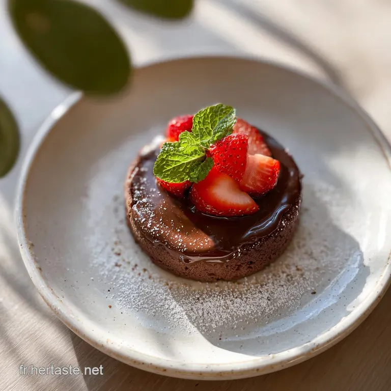 Elegant slice of triple chocolate cake on a white plate, layers distinct, glistening chocolate ganache, a tempting dessert.
