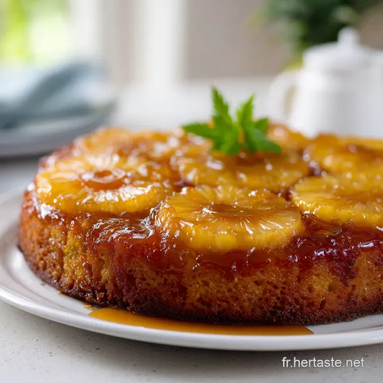G&acirc;teau Semoule Ananas Renvers&eacute; Au Caramel Ambr&eacute; presentation