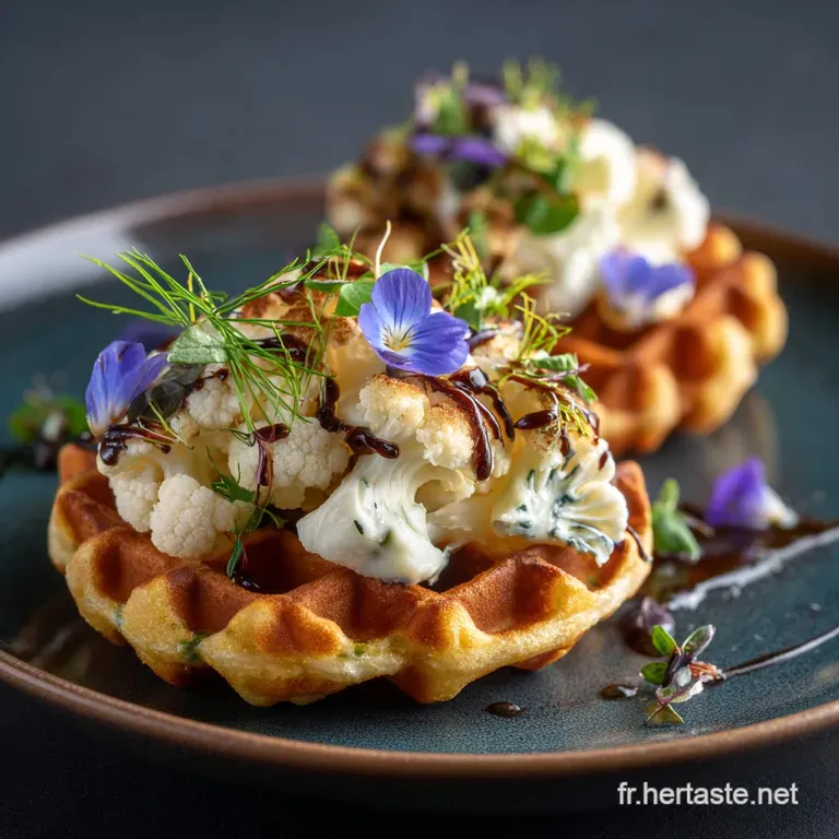 Gaufre Au Fromage Et Choufleur Du Bistrot Croustillantes Au Comt&eacute; presentation