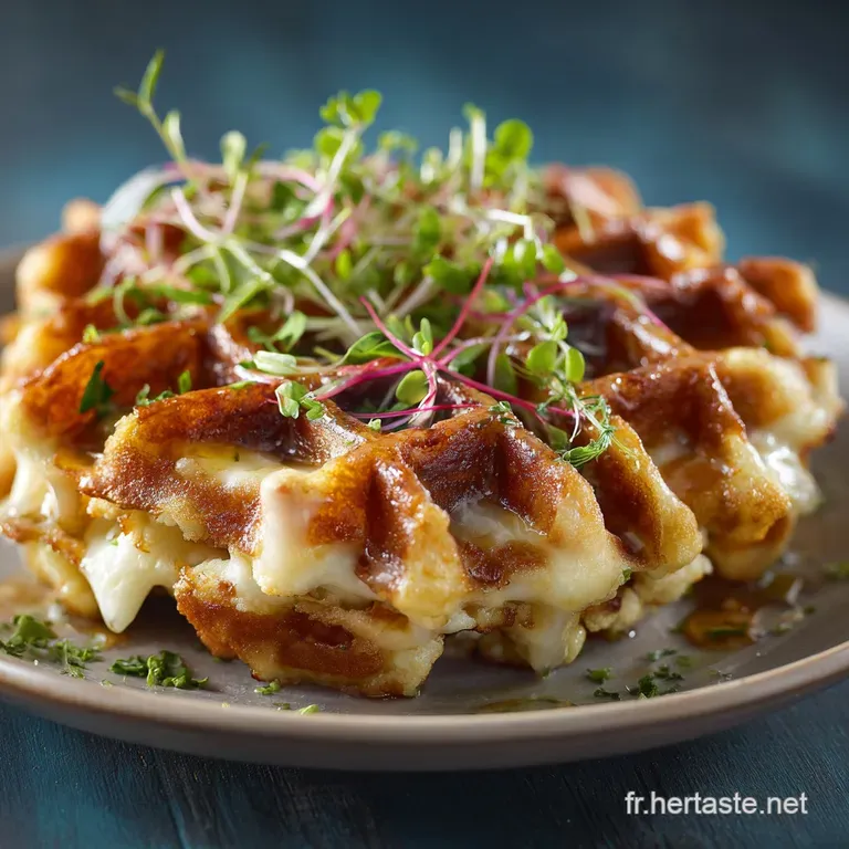 Gaufre au fromage et choufleur du bistrot croustillantes au Comt&eacute;