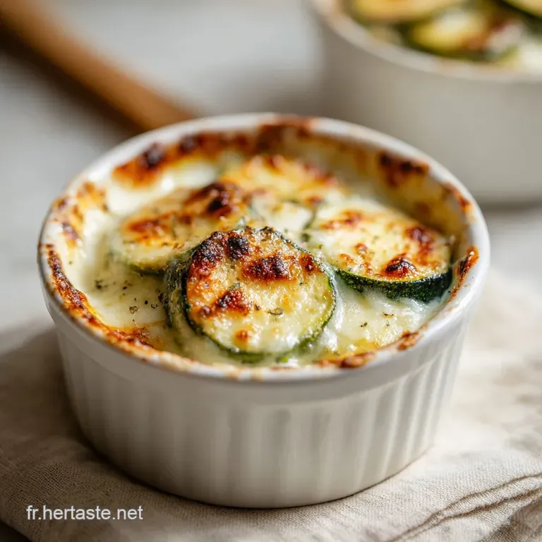 A rustic ceramic dish filled with creamy gratin, topped with golden-brown cheese.