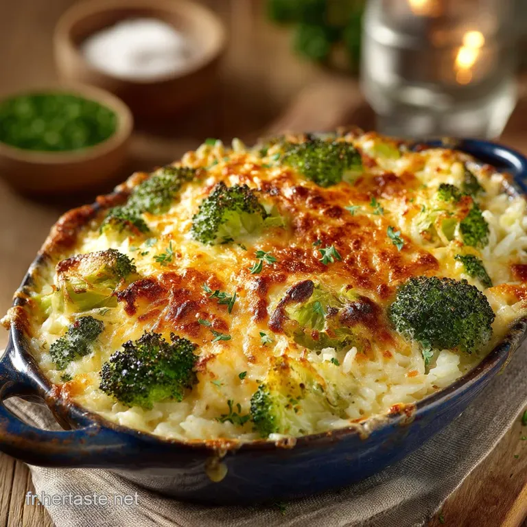 Gratin De Riz Au Brocolis R&ocirc;ti Sauce Mornay Et Cro&ucirc;te Dor&eacute;e Au Gruy&egrave;re presentation