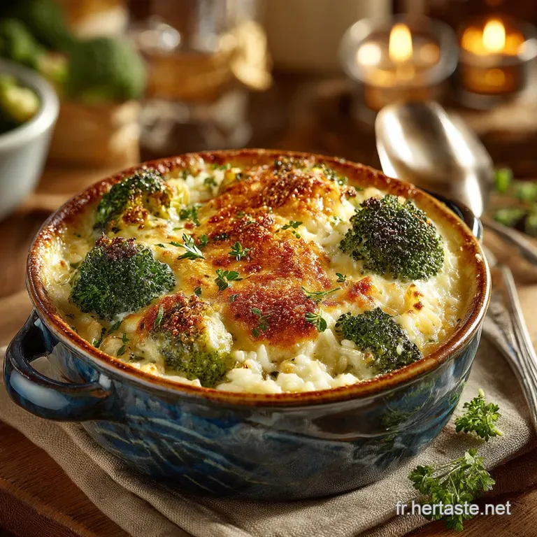 Gratin de Riz au Brocolis R&ocirc;ti Sauce Mornay et Cro&ucirc;te Dor&eacute;e au Gruy&egrave;re