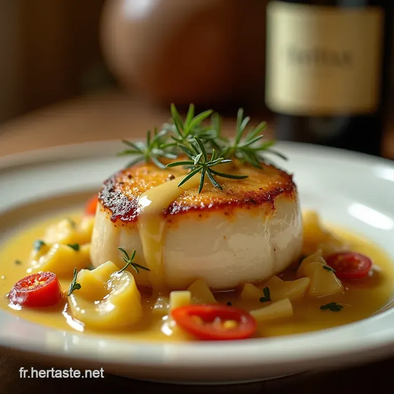 Le Fenouil Brais&eacute; Au Vin Blanc Beurre Noisette Et Thym Frais presentation