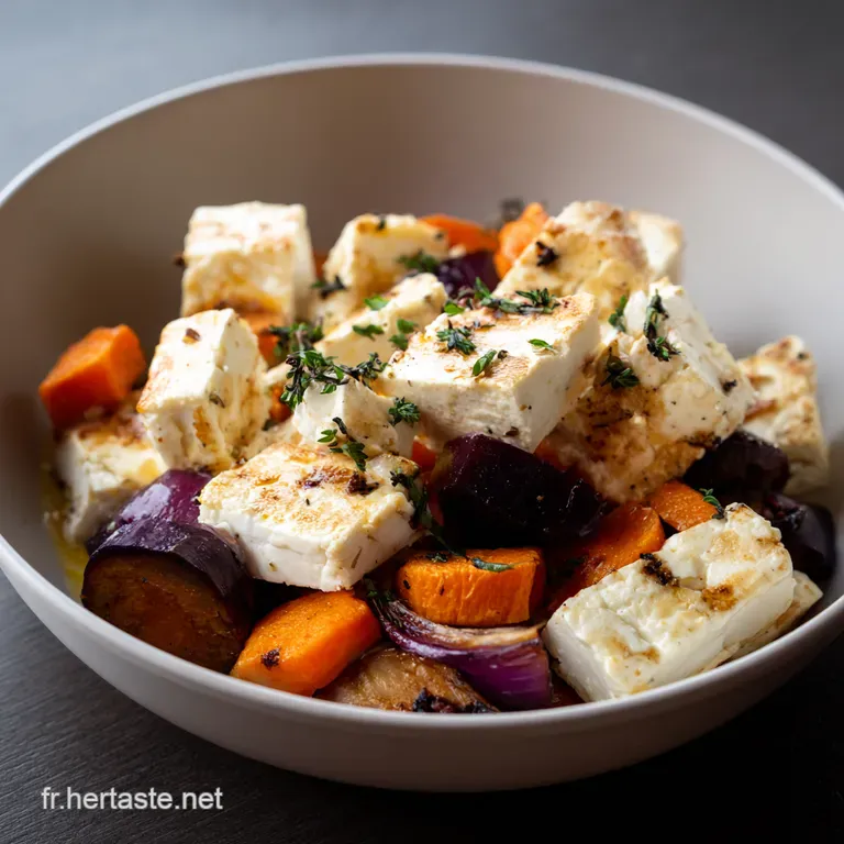 L&eacute;gumes D &eacute;t&eacute; R&ocirc;tis &Agrave; La Feta Et Au Miel presentation