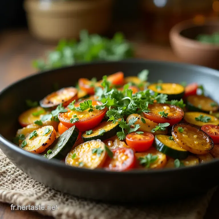 Les Joyaux Du Potager L&eacute;gumes Racines Et Courgettes R&ocirc;tis Beurre Dail Et Herbes De Provence presentation