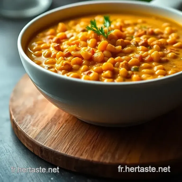 Lentilles Corail Au Curry Coco Et &Eacute;pinards presentation