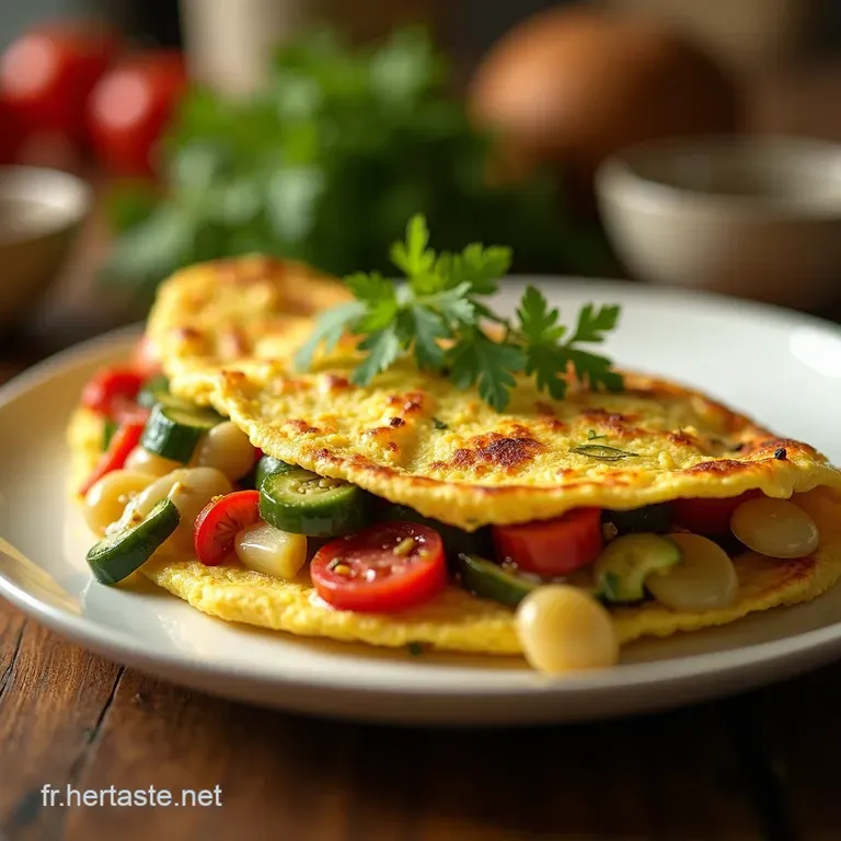 Lomelette Printani&egrave;re Aux L&eacute;gumes Et Herbes Fra&icirc;ches presentation