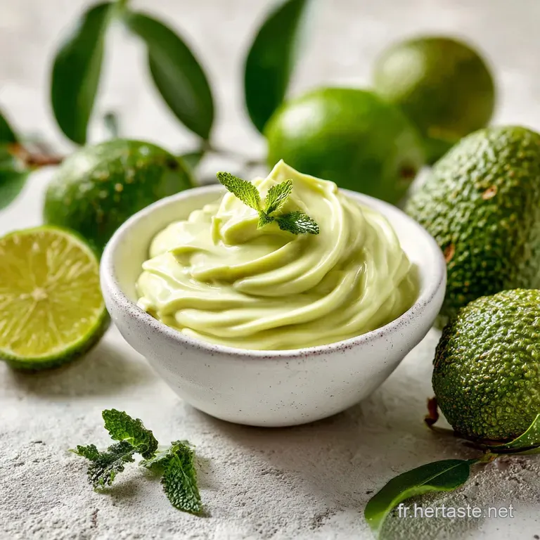 A dollop of bright green avocado mayo beautifully arranged next to grilled shrimp. Creamy and light, ready to be devoured.