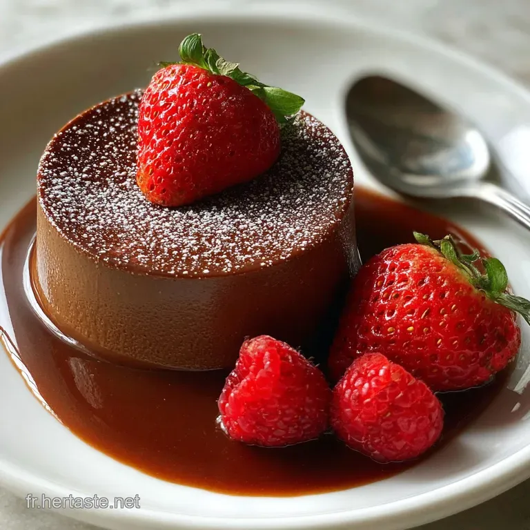 Individual glass ramekins of airy chocolate mousse, garnished with a fresh raspberry and mint sprig, hinting at a rich fla...