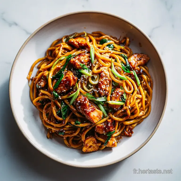 Nouilles Saut&eacute;es au Poulet Caram&eacute;lis&eacute;