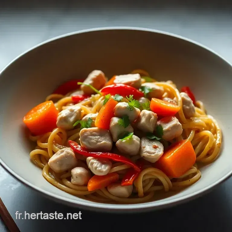 Nouilles saut&eacute;es au poulet fa&ccedil;on wok &ndash; un classique simple et savoureux