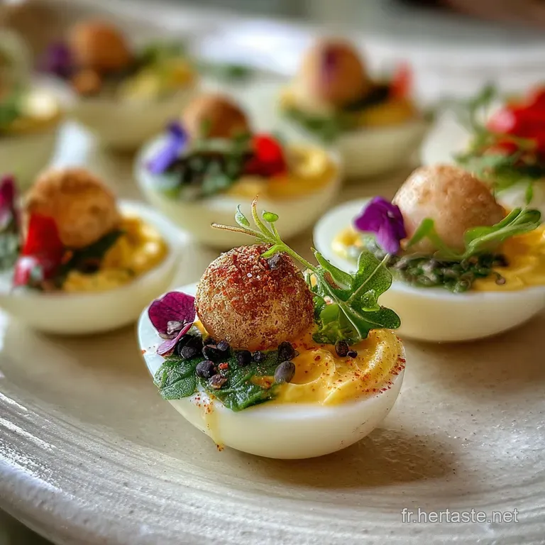 Elegant appetizer plate featuring delicate quail eggs with a smooth, glossy texture and a sprinkle of vibrant paprika.