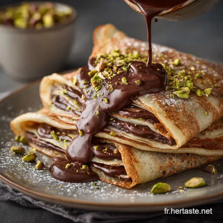 Pancake Chocolat Pistache Moelleux C&oelig;ur De Pistache Fleur De Sel presentation