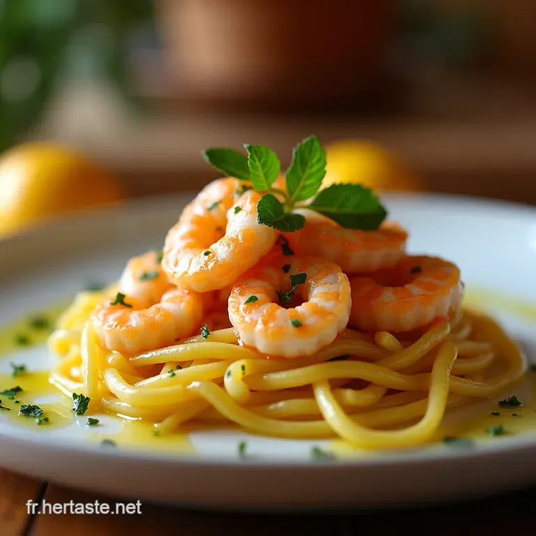 P&acirc;tes Au Scampi Rapide Au Citron Et &Agrave; Lail presentation