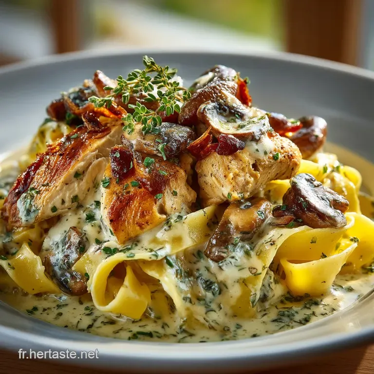 Le Classique R&eacute;confortant P&acirc;tes Cr&eacute;meuses au Poulet et Champignons