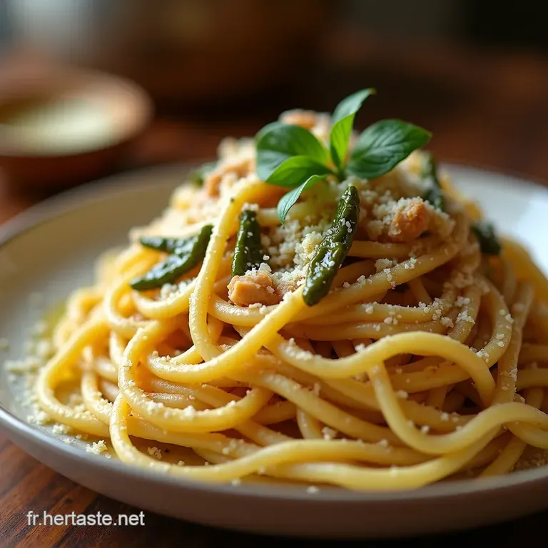 P&acirc;tes Du Chef Fusilli Cr&eacute;meux Au Poulet R&ocirc;ti &Eacute;pinards Frais Et Nuage De Parmesan presentation