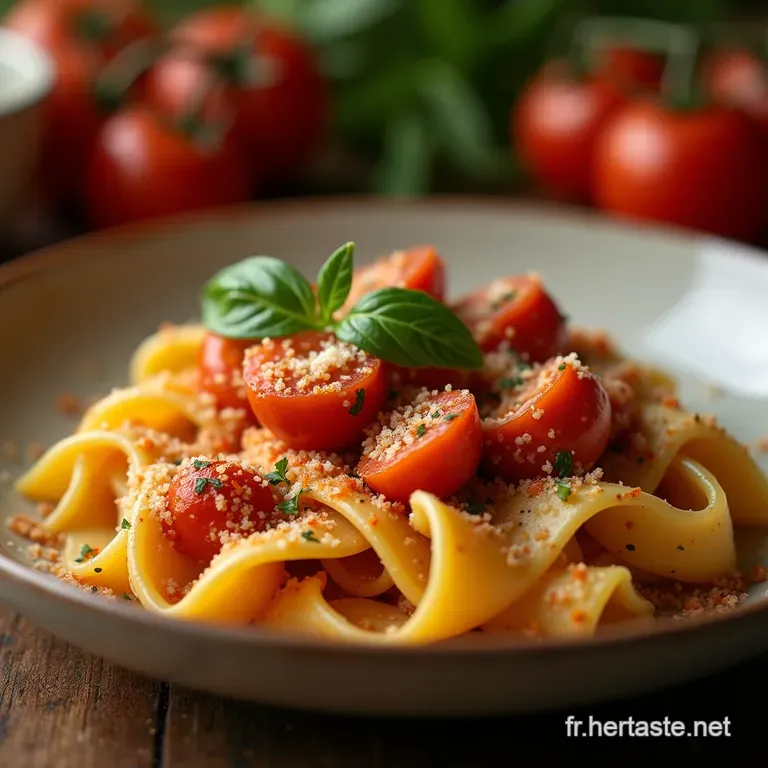 Les Rigatoni Onctueux &Agrave; La Saucisse Italienne Tomates S&eacute;ch&eacute;es Et Une Touche Danis Fa&ccedil;on Campagnarde presentation