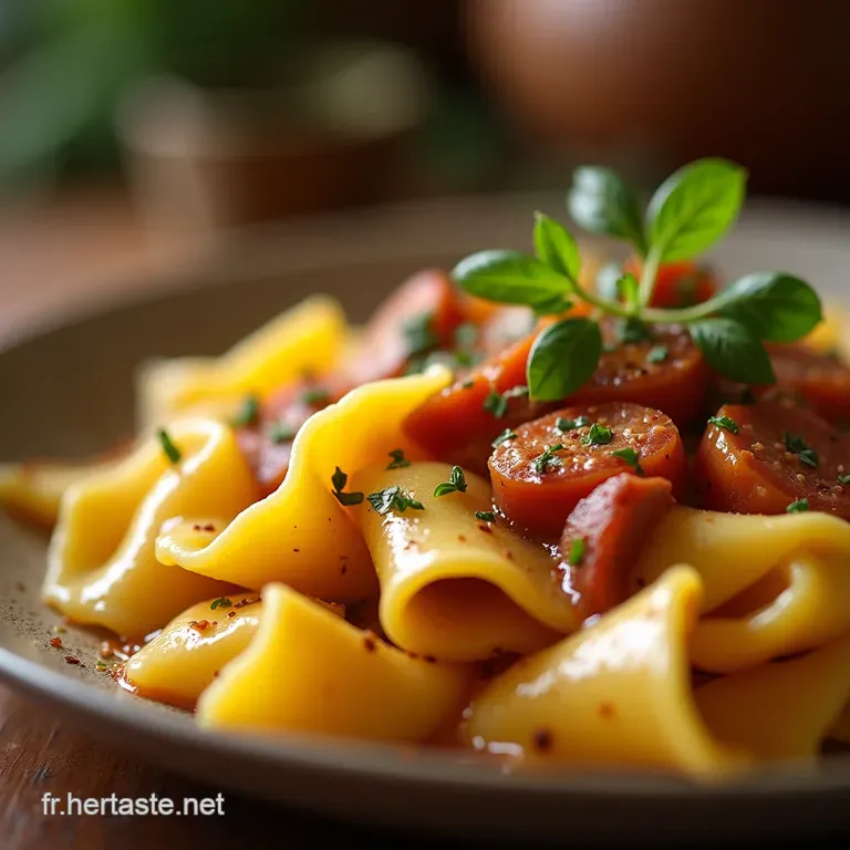 Les Rigatoni Tr&eacute;sor De Nonna P&acirc;tes Cr&eacute;meuses Aux Saucisses &Eacute;pic&eacute;es Et Fondue De Trois Fromages presentation