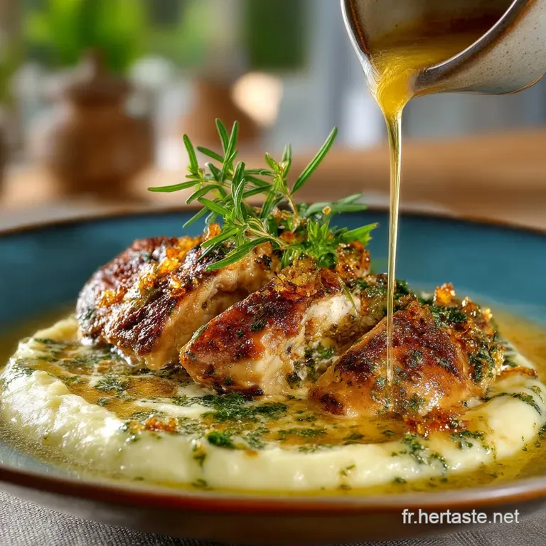 Supr&ecirc;mes De Poulet &Agrave; La Cr&egrave;me Et Pur&eacute;e Maison Fa&ccedil;on Bistro presentation