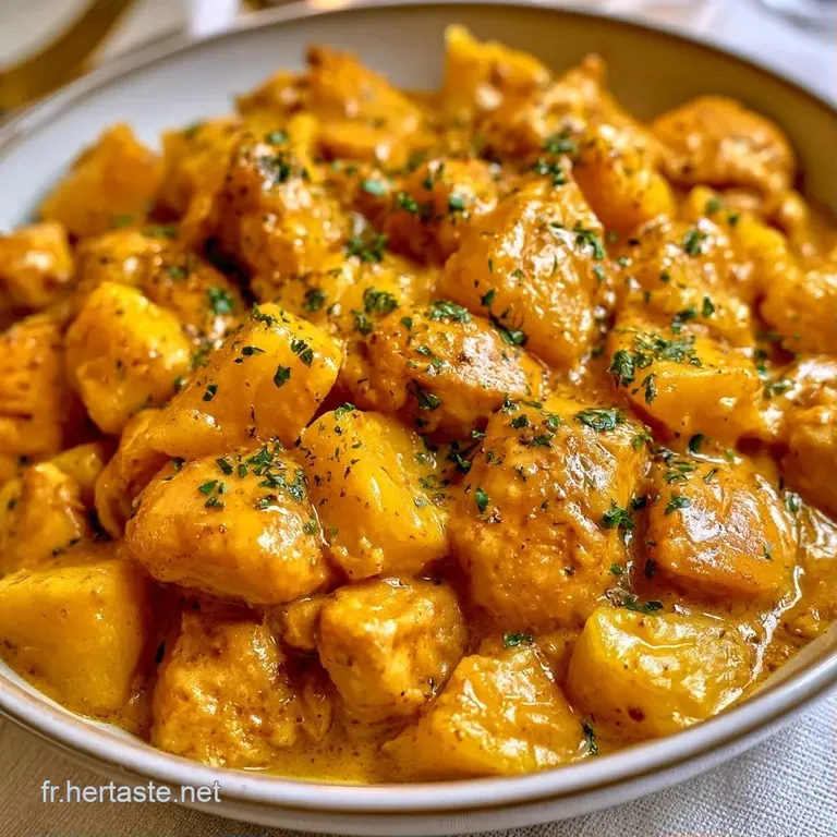 Dressage raffin&eacute; dans une assiette blanche, sauce onctueuse jaune vif et touches de coriandre fra&icirc;chement cisel&eacute;e.
