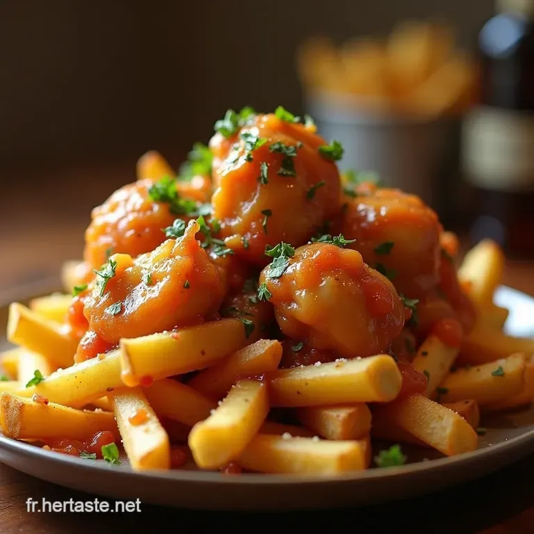 La Poutine Royale Homard Poch&eacute; Frites Croustillantes Et Sauce Cr&eacute;m&eacute;e Au Cognac presentation