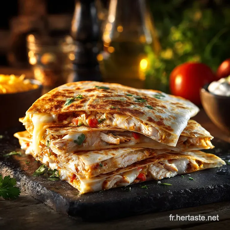 Quesadillas Au Poulet Et Fromage Croustillantes presentation