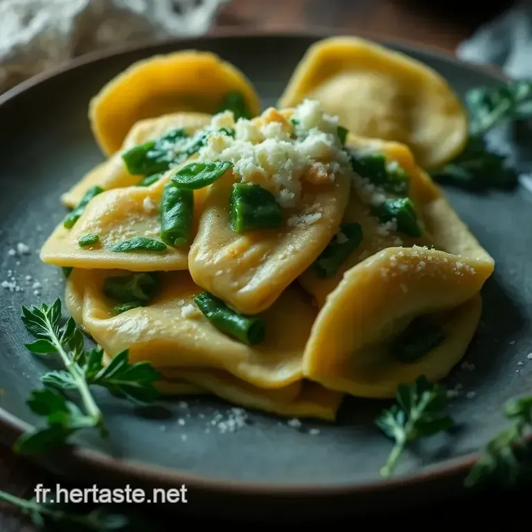 Ravioles Farcies D &eacute;pinards Et De Ricotta Sauce Cr&egrave;me &Agrave; L ail presentation