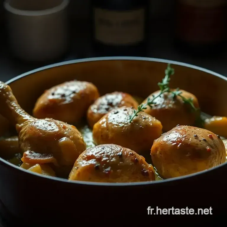 Recette de Cuisses de Dinde en Cocotte mijot&eacute;es &agrave; la fran&ccedil;aise