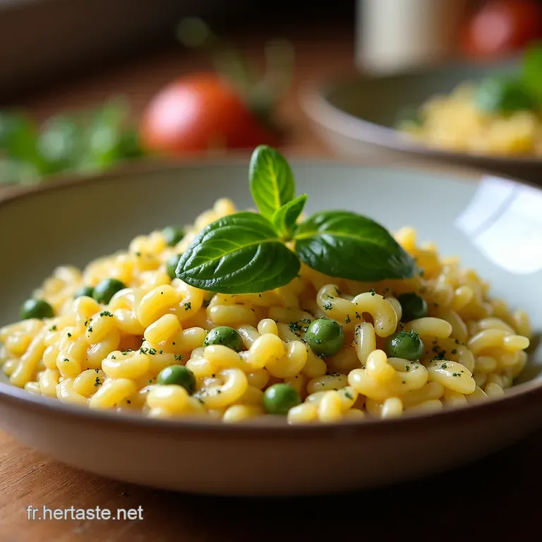 Risotto Printanier Aux Petits Pois Et Asperges presentation