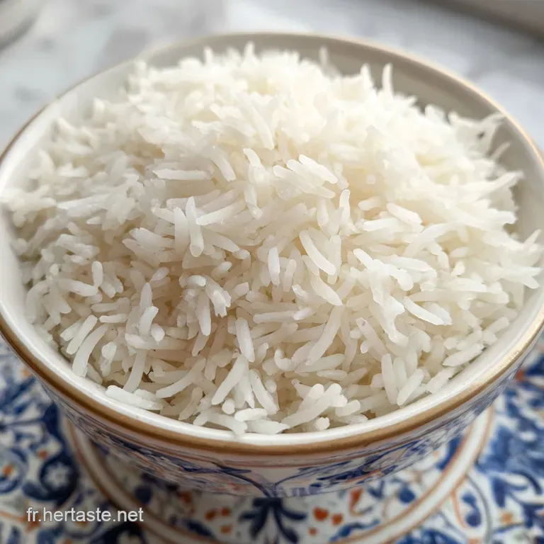 Pristine mound of fluffy basmati rice, subtly steaming, elegantly plated with vibrant green herbs as garnish. Light reflec...