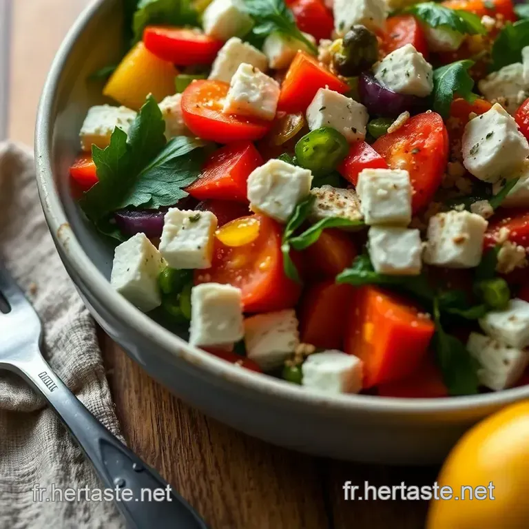 Salade D &eacute;t&eacute; Color&eacute;e Aux L&eacute;gumes Frais Et Feta presentation