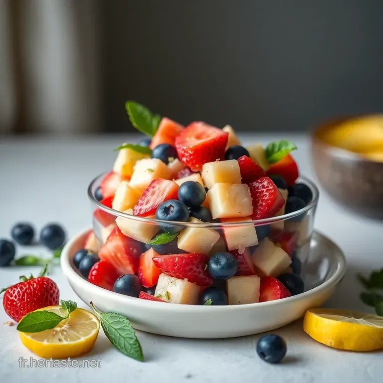 Salade De Fruits D &eacute;t&eacute;: P&ecirc;che Abricot Framboise presentation