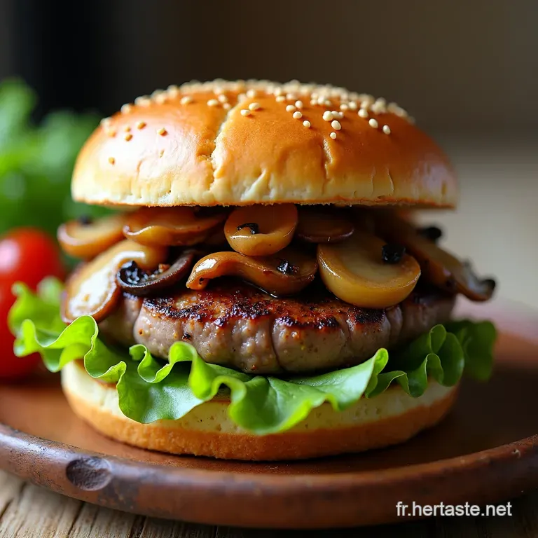 Sandwich au Steak Cr&eacute;meux aux Champignons et &Eacute;chalotes Confites
