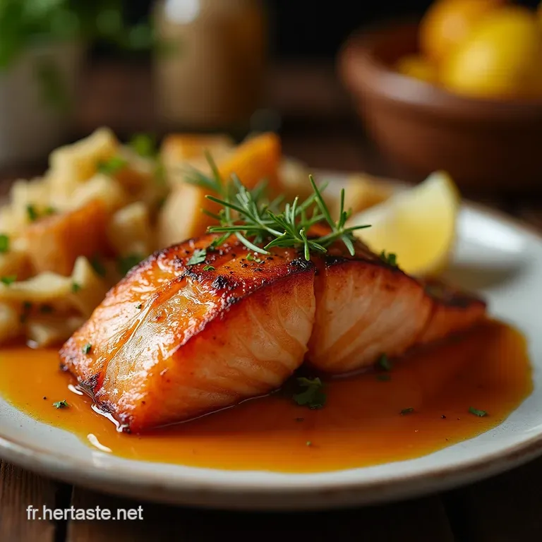 Saumon Royal Au Barbecue Laqu&eacute; Miel Agrumes Fumaison L&eacute;g&egrave;re presentation