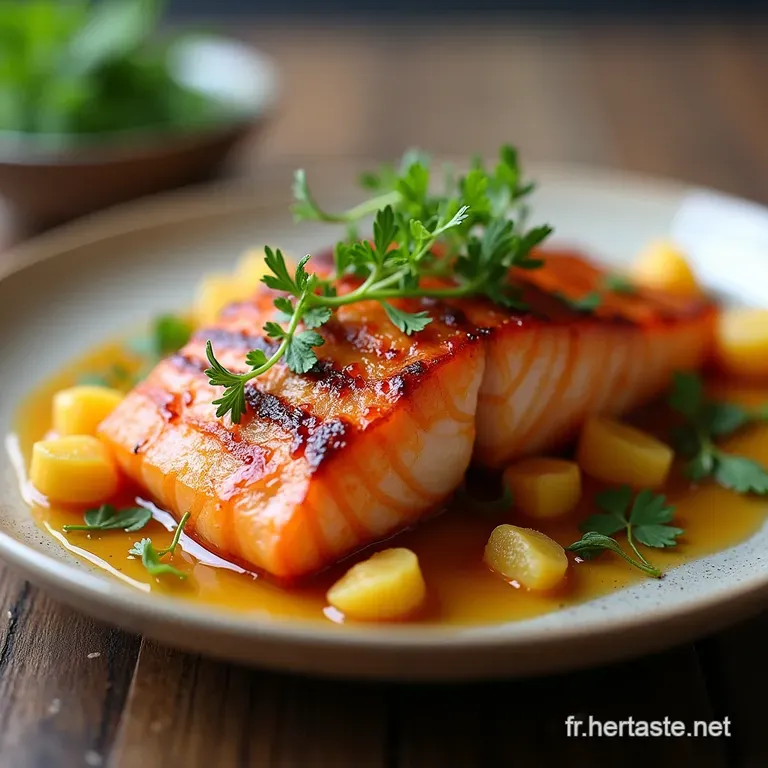 Saumon Royal au Barbecue Laqu&eacute; Miel Agrumes Fumaison L&eacute;g&egrave;re
