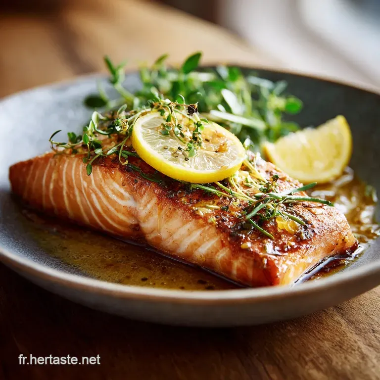 Perfectly plated salmon with golden, flaky skin atop colorful medley of vegetables, a restaurant-worthy low calorie dinner.