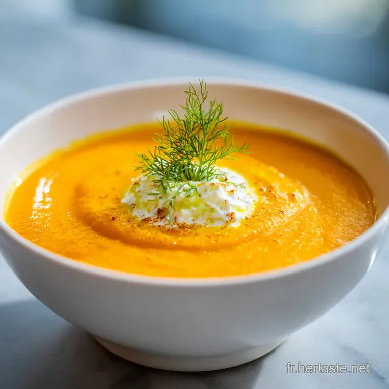 Close-up of creamy green soup in a white bowl, garnished with fresh herbs and a drizzle of olive oil. Steam rises, hinting...