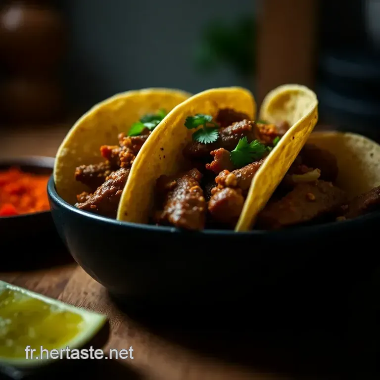 Tacos De Viande &Eacute;pic&eacute;e &Agrave; La Mexicaine presentation