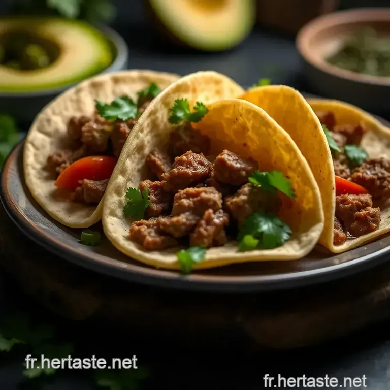 Tacos M&eacute;xiques &Eacute;pic&eacute;s Avec Salsa Fresque presentation