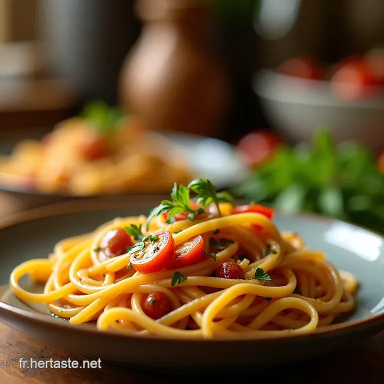 Tagliatelles Automnales Douceur De Poire Et Cr&egrave;me De Gorgonzola presentation