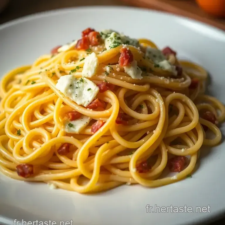 Tagliatelles Carbonara Authentiques presentation