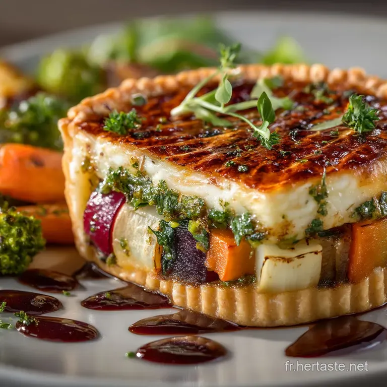 La Tarte Fine Aux L&eacute;gumes R&ocirc;tis Et Au Fromage De Comt&eacute; presentation