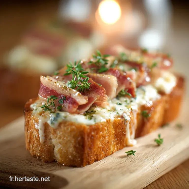 Le Croquemontagnard Tartine Cr&eacute;meuse Au Reblochon Aop Et Lardons Fum&eacute; presentation