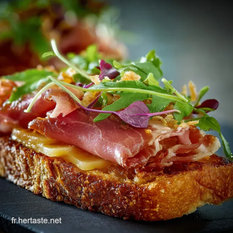 Le CroqueMontagnard Tartine Cr&eacute;meuse au Reblochon AOP et Lardons Fum&eacute;