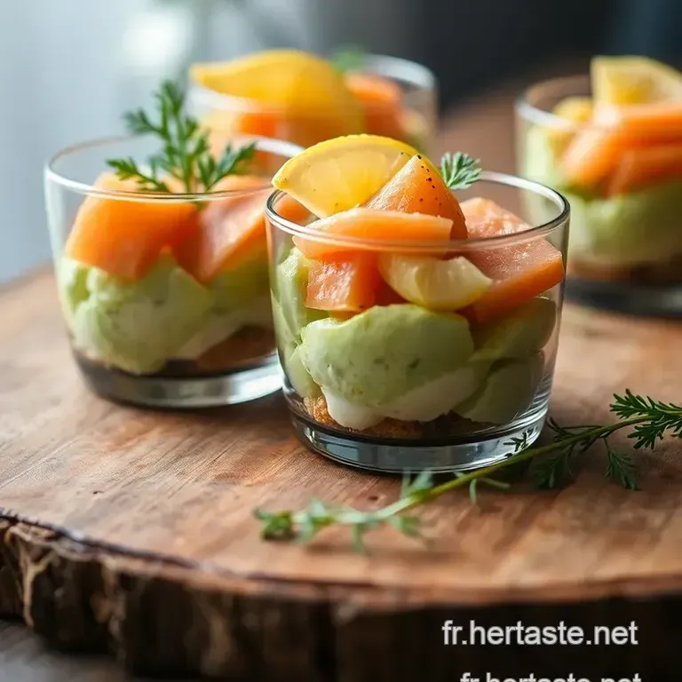 Verrines Avocat Saumon Boursin presentation